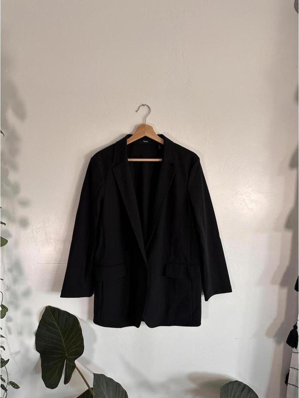 Theory Position Ponte Blazer Women 10 Black Tailored Single Button Jacket - Picture 4 of 8